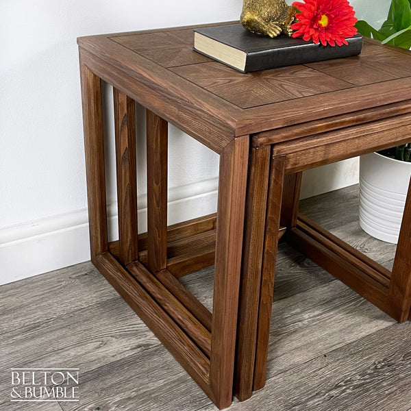 G Plan Parquetry Nest of Three Tables – side view showing proportions and stance