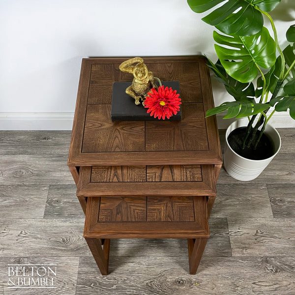G Plan Parquetry Nest of Three Tables – Top detail
