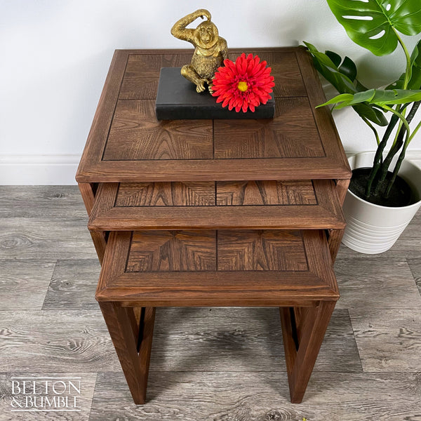 G Plan Parquetry Nest of Three Tables – Top surface detail showing smooth, satin finish and edge profile