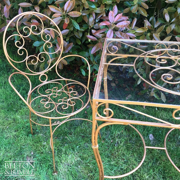Glass Topped Copper Bistro Table and Chair Set for Garden-Belton & Bumble
