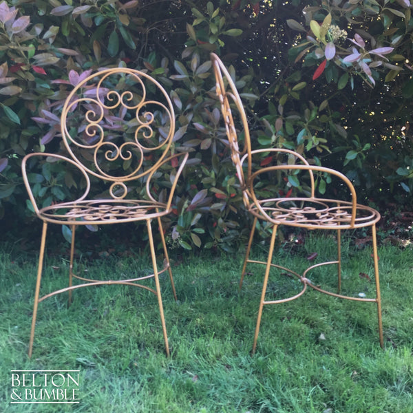 Glass Topped Copper Bistro Table and Chair Set for Garden-Belton & Bumble
