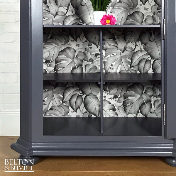 Grey Glass Fronted Wardrobe, Display Cupboard or Drinks Cabinet-Belton & Bumble