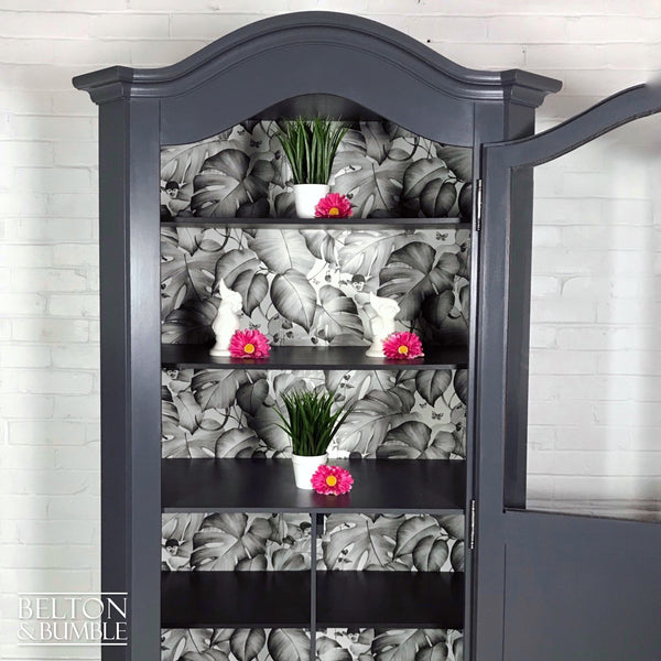 Grey Glass Fronted Wardrobe, Display Cupboard or Drinks Cabinet-Belton & Bumble