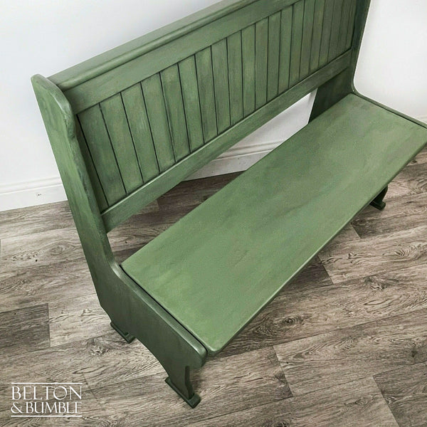 Vintage Pine Lift Lid Storage Bench Pew in Dark Olive Green-Belton & Bumble