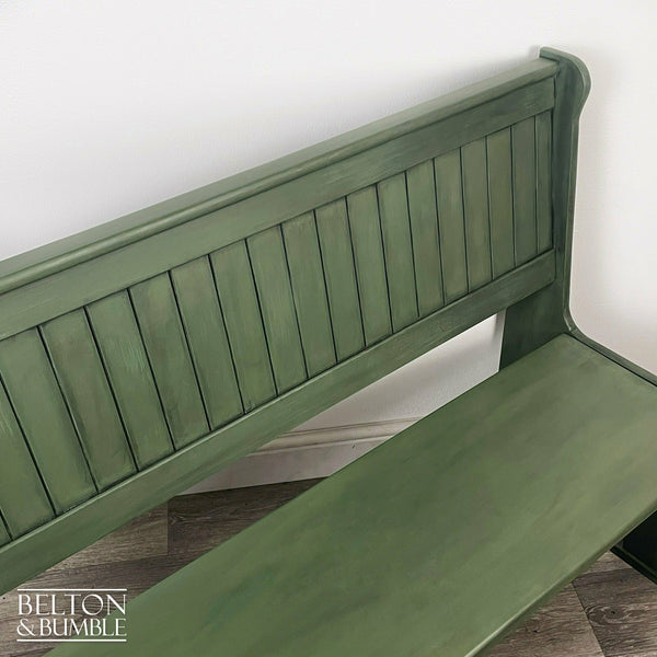 Vintage Pine Lift Lid Storage Bench Pew in Dark Olive Green-Belton & Bumble