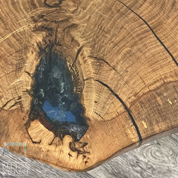 Oak Slice Blue Resin Coffee Table | Belton & Bumble – Close up resin