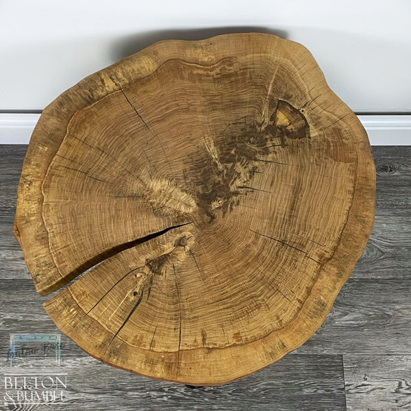 Oak Slice Gold Resin Coffee Table – top view showing overall design
