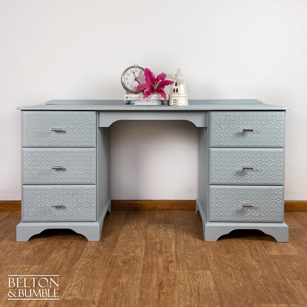 Large Double Pedestal Desk / Dressing Table in Pale Blue-Belton & Bumble