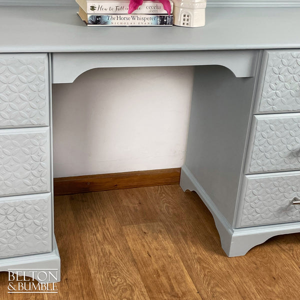 Large Double Pedestal Desk / Dressing Table in Pale Blue-Belton & Bumble
