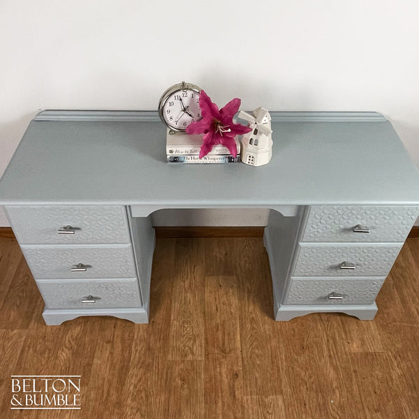 Large Double Pedestal Desk / Dressing Table in Pale Blue-Belton & Bumble