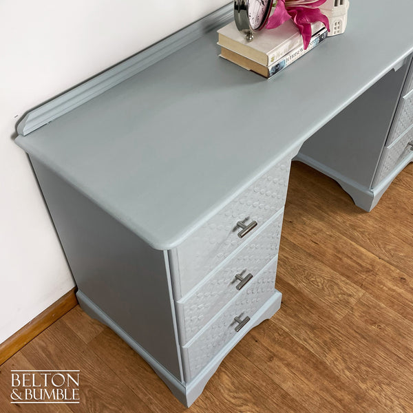 Large Double Pedestal Desk / Dressing Table in Pale Blue-Belton & Bumble