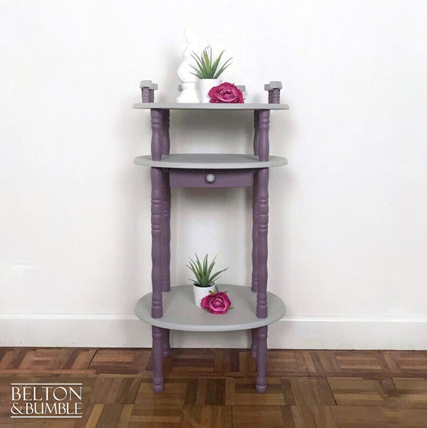 Grey and Purple Telephone Table, Freestanding Shelving or Plant Table-Belton & Bumble