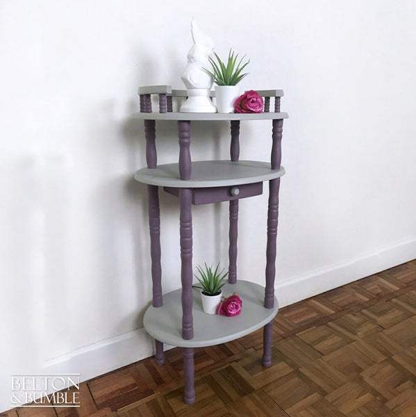 Grey and Purple Telephone Table, Freestanding Shelving or Plant Table-Belton & Bumble