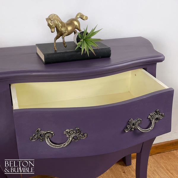 Bombe Style Two Drawer Chest of Drawers in Dark Purple-Belton & Bumble
