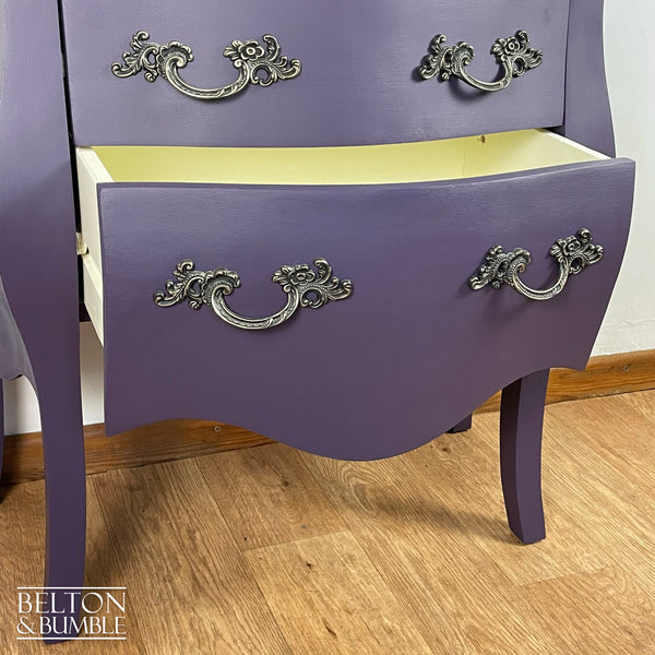 Bombe Style Two Drawer Chest of Drawers in Dark Purple-Belton & Bumble
