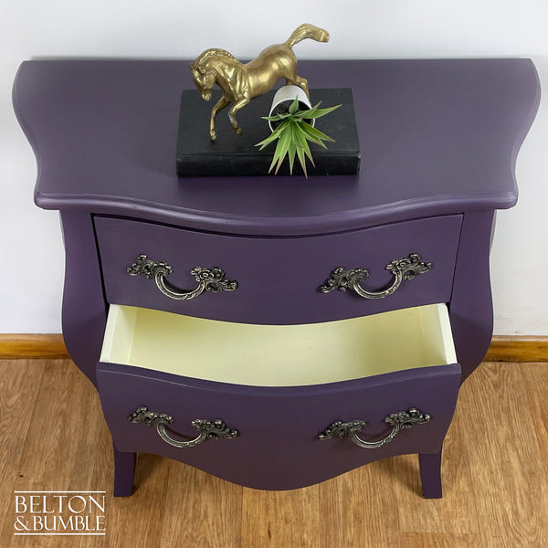 Bombe Style Two Drawer Chest of Drawers in Dark Purple-Belton & Bumble