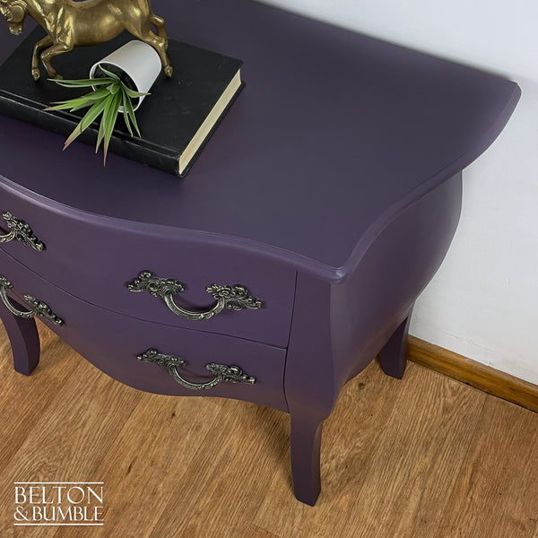 Bombe Style Two Drawer Chest of Drawers in Dark Purple-Belton & Bumble