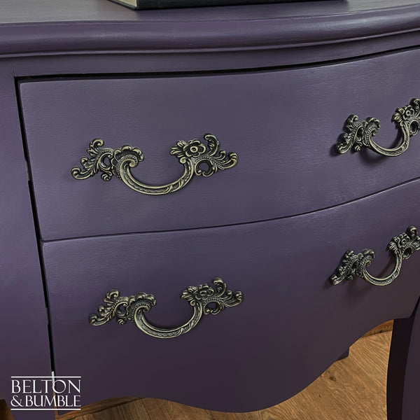 Bombe Style Two Drawer Chest of Drawers in Dark Purple-Belton & Bumble