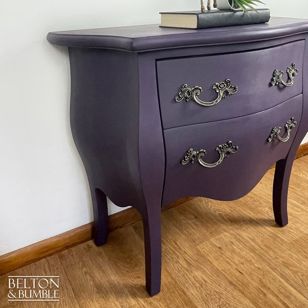 Bombe Style Two Drawer Chest of Drawers in Dark Purple-Belton & Bumble