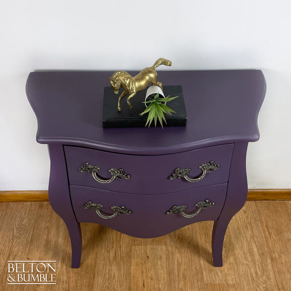 Bombe Style Two Drawer Chest of Drawers in Dark Purple-Belton & Bumble