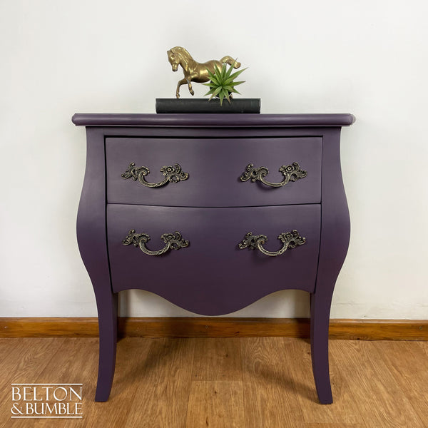 Bombe Style Two Drawer Chest of Drawers in Dark Purple-Belton & Bumble