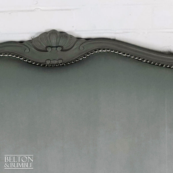 Louis Style Three Seater Sofa Reupholstered in Silver Grey Velvet-Belton & Bumble