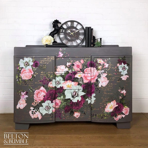 Solid Wood Mid Grey Floral Sideboard-Belton & Bumble