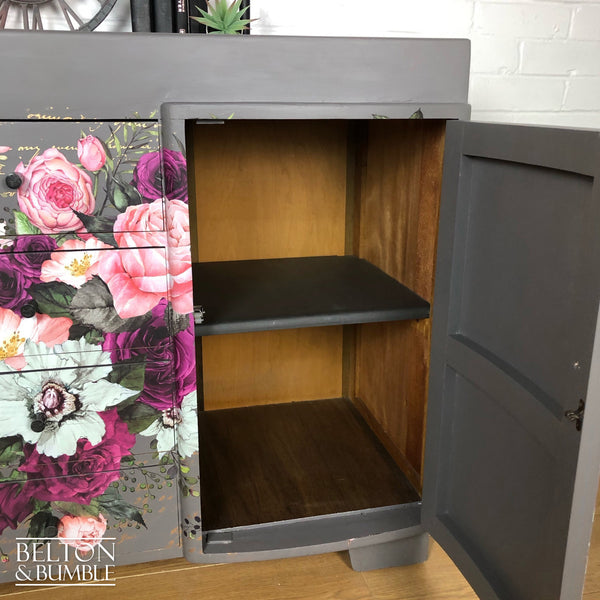 Solid Wood Mid Grey Floral Sideboard-Belton & Bumble