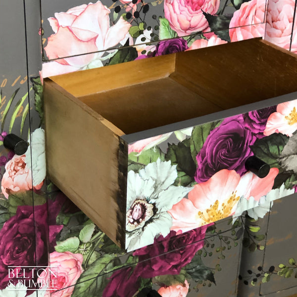 Solid Wood Mid Grey Floral Sideboard-Belton & Bumble