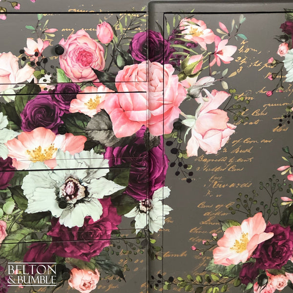 Solid Wood Mid Grey Floral Sideboard-Belton & Bumble
