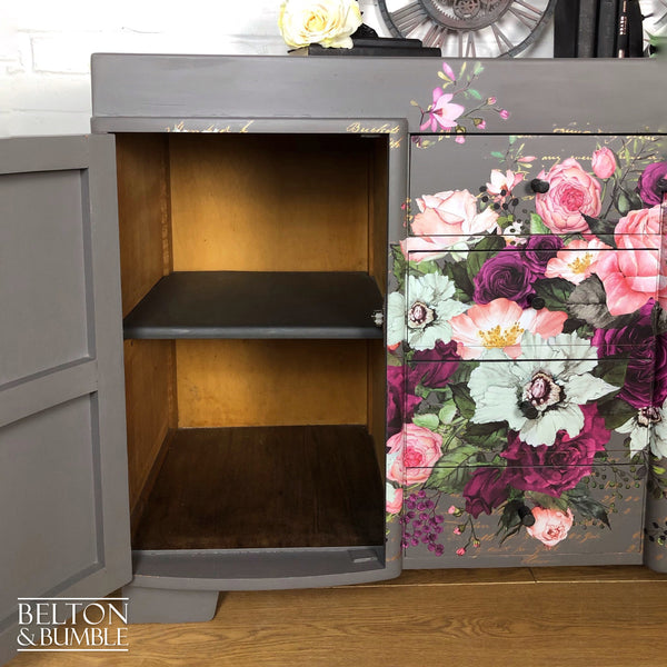 Solid Wood Mid Grey Floral Sideboard-Belton & Bumble