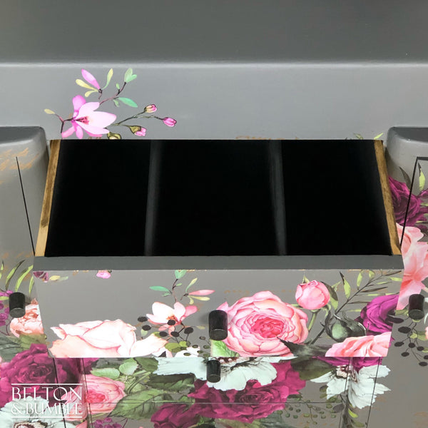 Solid Wood Mid Grey Floral Sideboard-Belton & Bumble