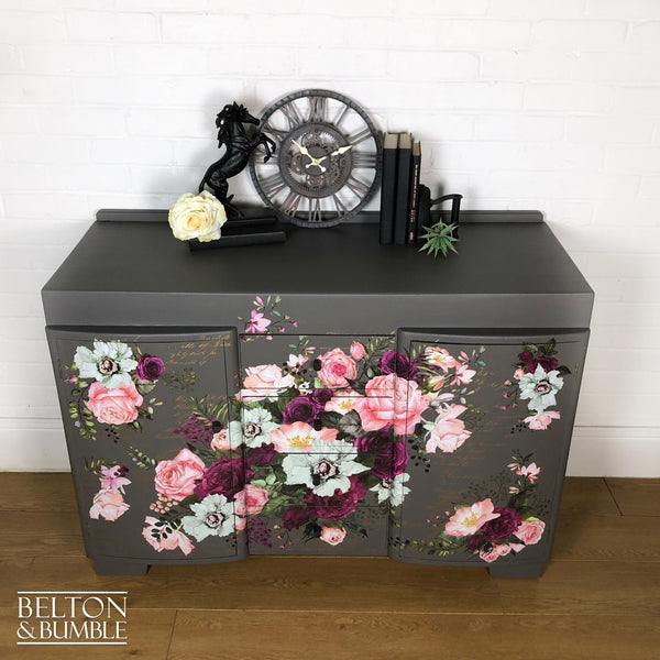 Solid Wood Mid Grey Floral Sideboard-Belton & Bumble