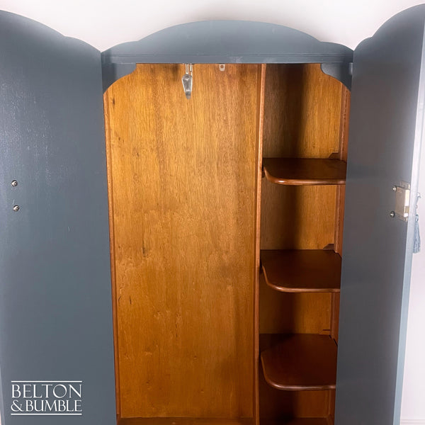 Vintage Wardrobe Tallboy in Charcoal Grey and Walnut-Wardrobe-Belton & Bumble