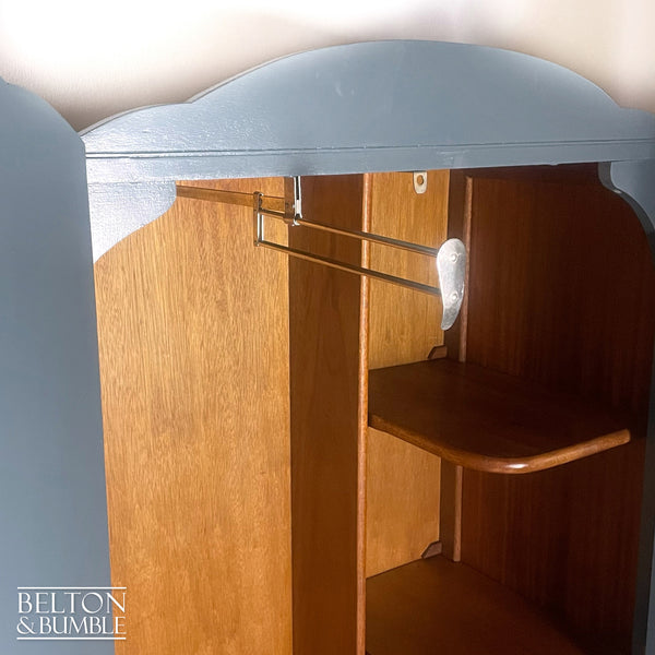 Vintage Wardrobe Tallboy in Charcoal Grey and Walnut-Wardrobe-Belton & Bumble