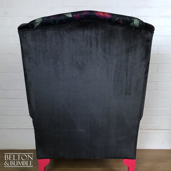 Black Velvet Statement Wing Back Armchair-Belton & Bumble