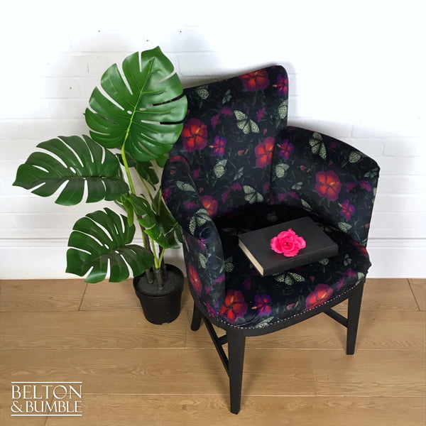 Black Velvet Vintage Cocktail Armchair-Belton & Bumble