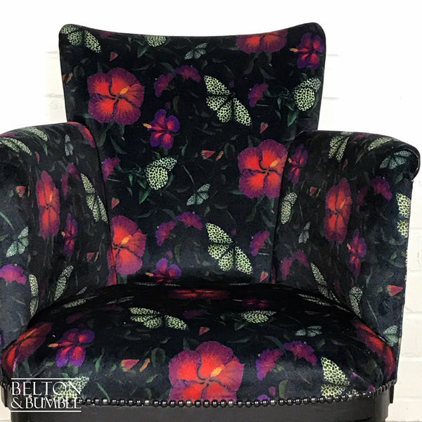 Black Velvet Vintage Cocktail Armchair-Belton & Bumble