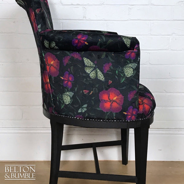 Black Velvet Vintage Cocktail Armchair-Belton & Bumble
