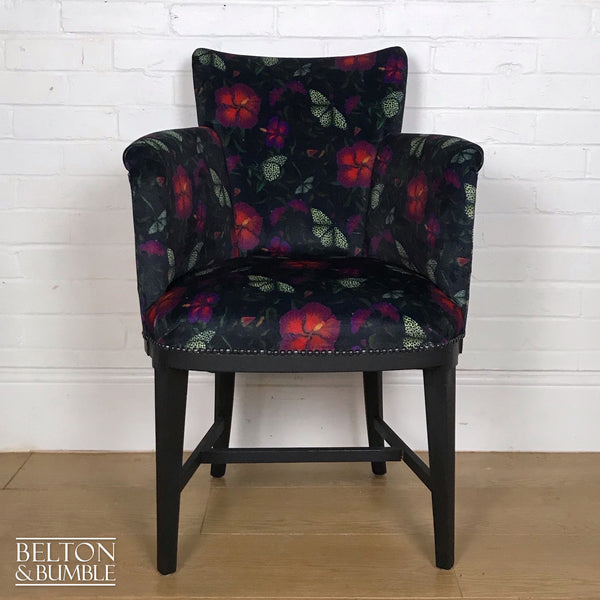 Black Velvet Vintage Cocktail Armchair-Belton & Bumble
