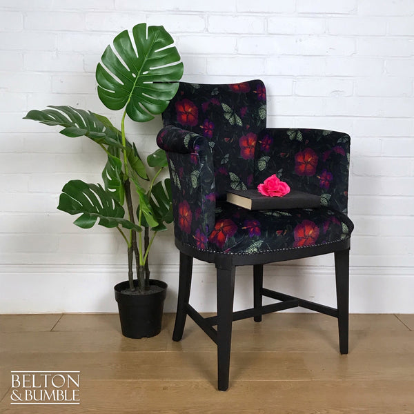 Black Velvet Vintage Cocktail Armchair-Belton & Bumble