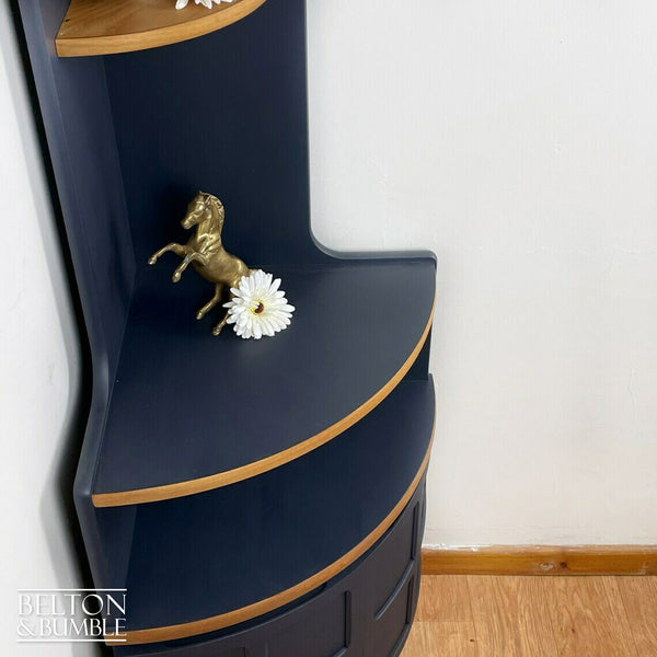 Corner Dresser Shelving Unit by Nathan Furniture in Navy Blue-Belton & Bumble