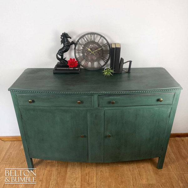 Bow Fronted Large Rustic Sideboard in Dark Green-Belton & Bumble