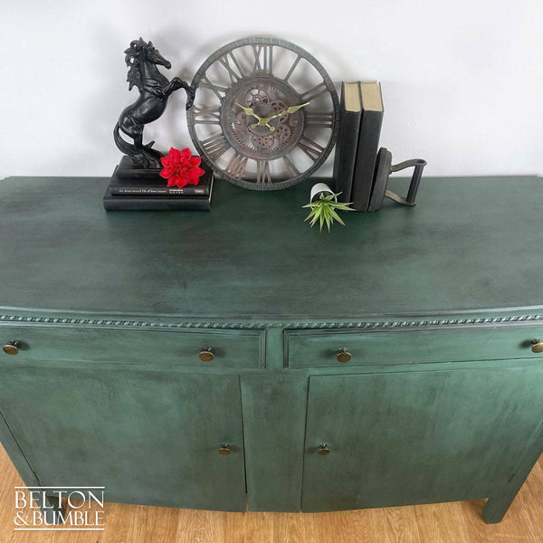 Bow Fronted Large Rustic Sideboard in Dark Green-Belton & Bumble