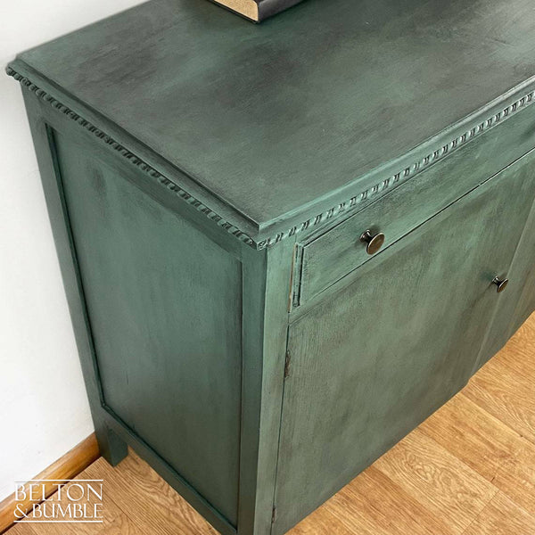 Bow Fronted Large Rustic Sideboard in Dark Green-Belton & Bumble