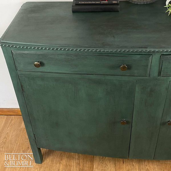 Bow Fronted Large Rustic Sideboard in Dark Green-Belton & Bumble