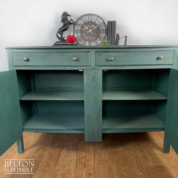 Bow Fronted Large Rustic Sideboard in Dark Green-Belton & Bumble