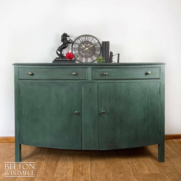 Bow Fronted Large Rustic Sideboard in Dark Green-Belton & Bumble
