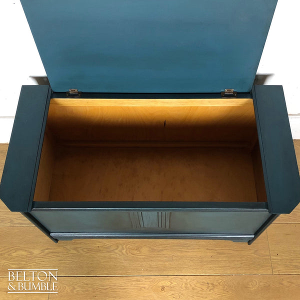 Carved Blanket Storage Box in Blue-Belton & Bumble