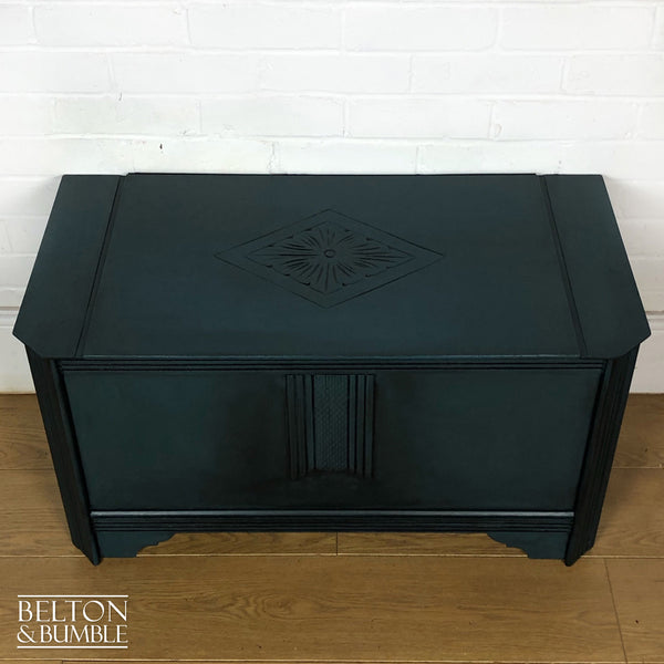 Carved Blanket Storage Box in Blue-Belton & Bumble